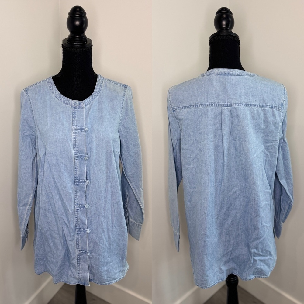 J. Jill Clarity Wash Long Sleeve Button Up Denim Top (S)